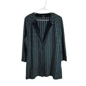 Misook Black and Teal Knit Cardigan Sweater